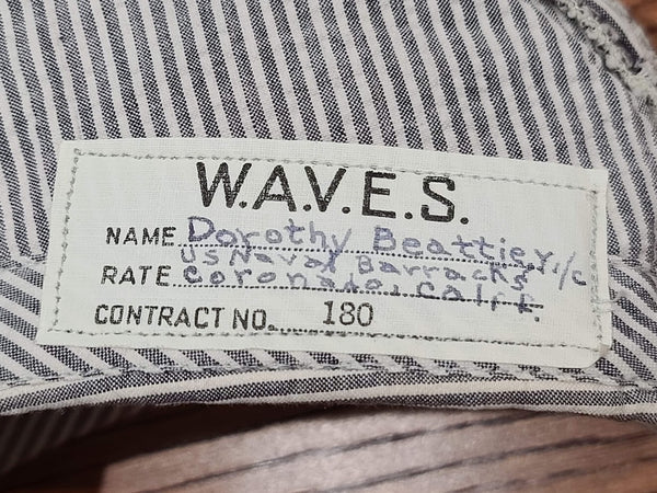 WAVES Seersucker & Navy Garrison Caps & White Topper (Size 22 & 22 1/2) Named
