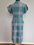Green and Gray Plaid Dress <br> (B-41" W-32" H-42")