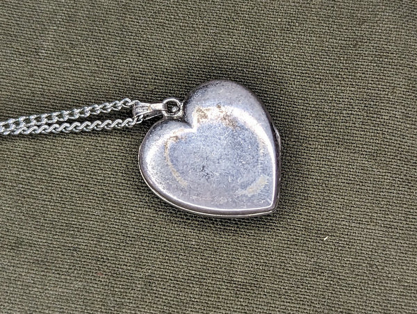 US Army Eagle Marcasite Sweetheart Locket Necklace