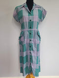 Green and Gray Plaid Dress <br> (B-41" W-32" H-42")