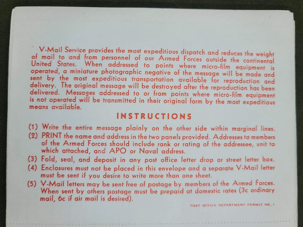 V Mail Examples V-Mail Packet of 24 Envelopes