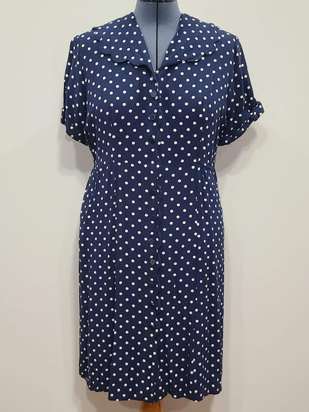 Blue Polka Dot Dress <br> (B-46" W-38" H-46.5")