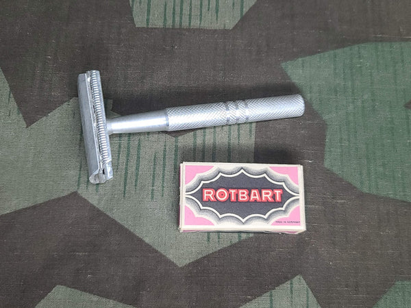 German Aluminum Safety Razor with Rotbart Razor Blades