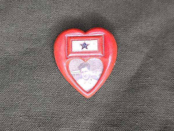 In Service Flag Heart Pin with Photo