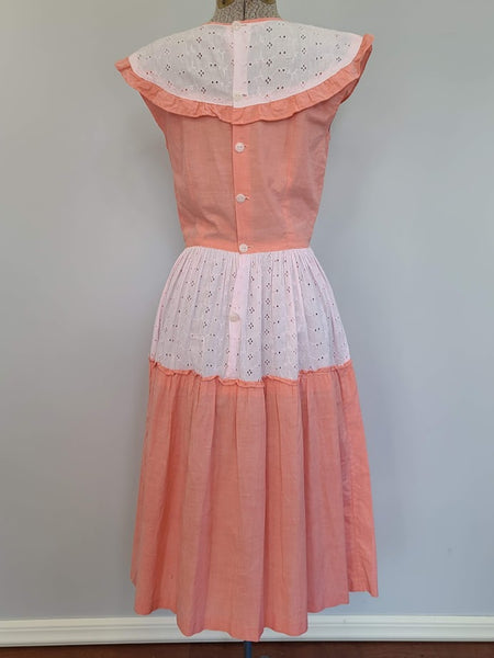 Pink and White Eyelet Dress <br> (B-34" W-24" H-40')