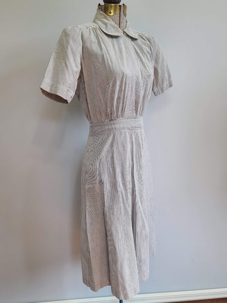 Navy WAVES Seersucker Uniform Dress <br> (B-35.5" W-24" H-33")