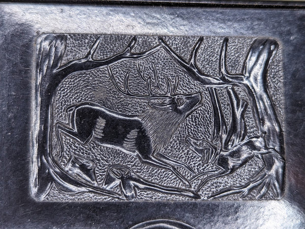 Bakelite Tobacco Box with Elk and Dog