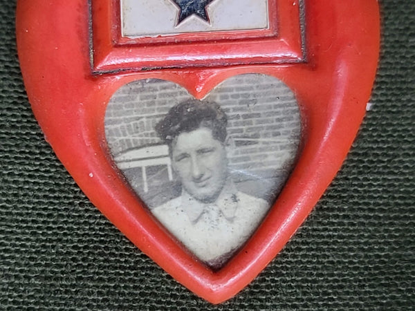 In Service Flag Heart Pin with Photo