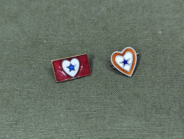 Two Small In Service Star Heart Pins