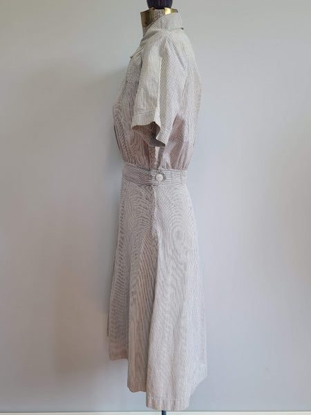 Navy WAVES Seersucker Uniform Dress <br> (B-35.5" W-24" H-33")