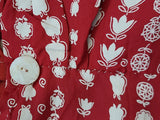 Red Fruits and Flowers Novelty Print Dress <br> (B-46" W-34.5" H-42")