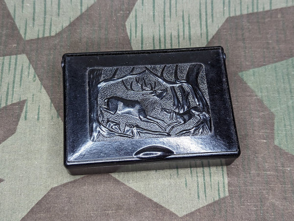 Bakelite Tobacco Box with Elk and Dog