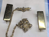 Navy Aviator Sweetheart Chain Pin and Lieutenant Rank Pins on Card