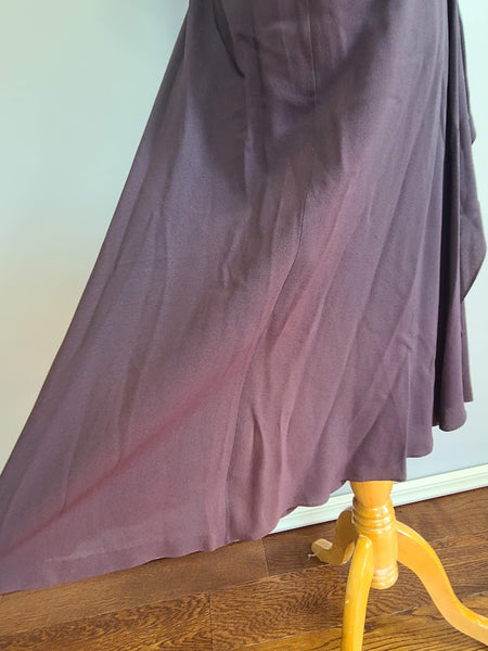 Gray Purple Rayon Dress with Lace and Beading <br> (B-37" W-27" H-39")