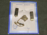 Navy Aviator Sweetheart Chain Pin and Lieutenant Rank Pins on Card