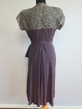 Gray Purple Rayon Dress with Lace and Beading <br> (B-37" W-27" H-39")