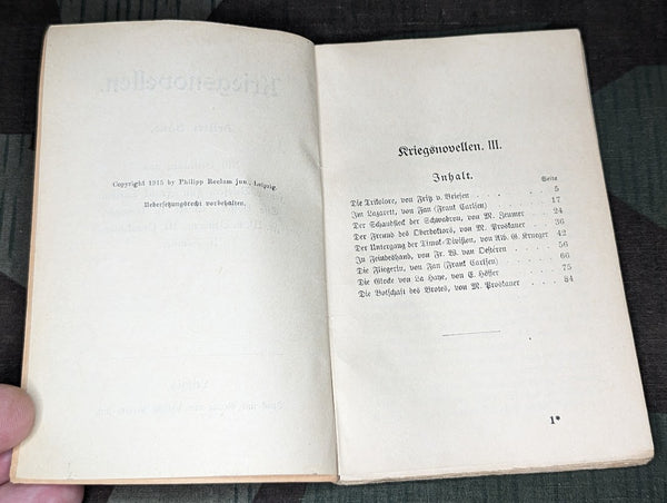 WWI 1915 Kriegsnovellen Book
