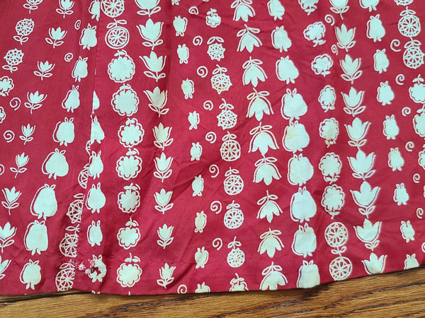 Red Fruits and Flowers Novelty Print Dress <br> (B-46" W-34.5" H-42")