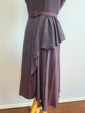 Gray Purple Rayon Dress with Lace and Beading <br> (B-37" W-27" H-39")