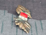 German Leaf Pin with Red Center
