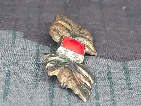 German Leaf Pin with Red Center