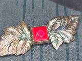 German Leaf Pin with Red Center