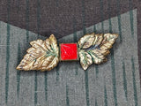 German Leaf Pin with Red Center