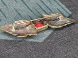 German Leaf Pin with Red Center