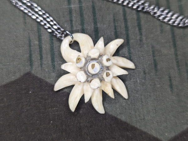 Edelweiss Carved Bone Necklace