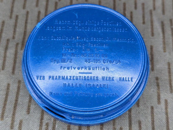 East German Blue Cough Drop Container
