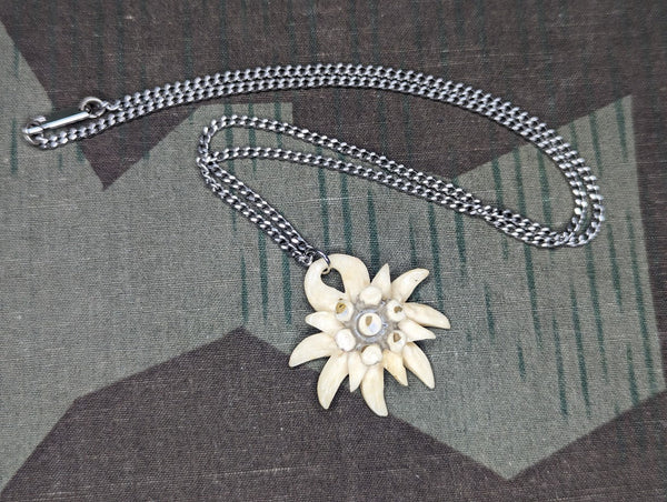 Edelweiss Carved Bone Necklace