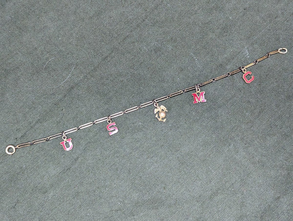 Marine Corps USMC Letter Sweetheart Bracelet