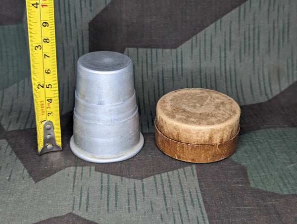 Collapsible Aluminum Shot Glass in Paper Container