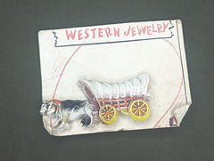 Western Wear Oxen and Wagon Pin on Card