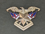 Patriotic Eagle and American Flags Pin