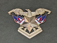 Patriotic Eagle and American Flags Pin
