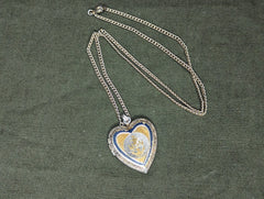 US Navy Etched Heart Locket Necklace Sterling