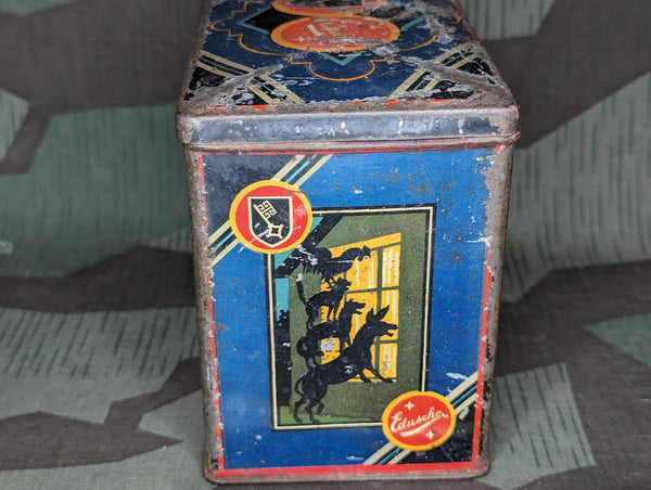 Eduscho Coffee Tin Worn Ship Graphics