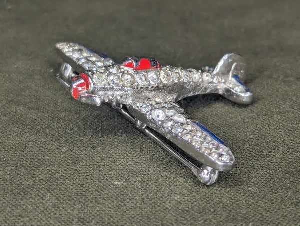 Trifari Rhinestone Airplane Pin