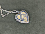 US Navy Etched Heart Locket Necklace Sterling