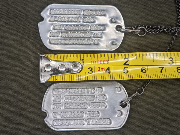 Early War WAC Dog Tag Set Madeline Layton
