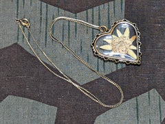 Edelweiss Pressed Flower Heart Shaped Necklace