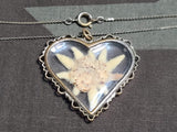 Edelweiss Pressed Flower Heart Shaped Necklace