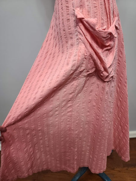 Pink Seersucker Sleeveless Dress <br> (B-33" W-26")
