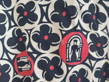 Flower and Person in Archway Novelty Print Dress <br> (B-41" W-28" H-41")