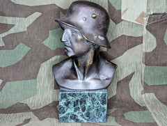 German Soldier with Stahlhelm Bronze 11.5" Tall F.P.Zimer