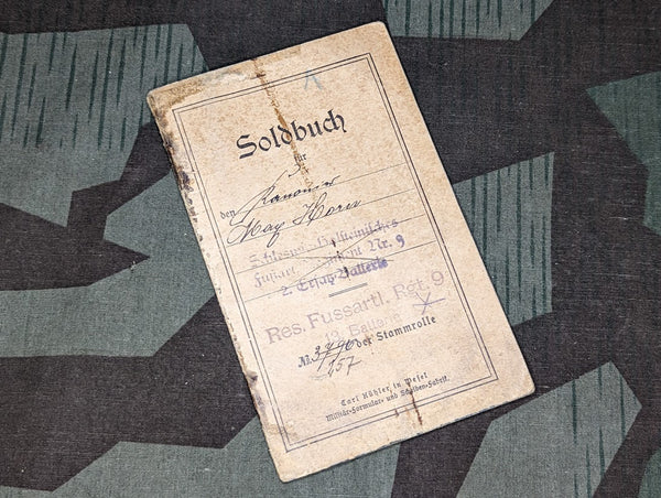 WWI Soldbuch Fussartl. Rgt. 9