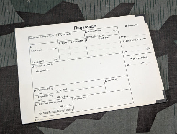 Original Blank Form Booklet for Luftwaffe Flight Records 1942