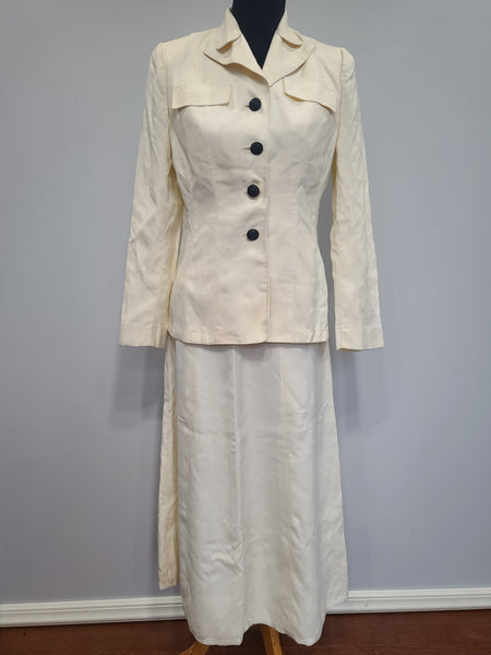 Navy WAVES White Uniform Jacket & Skirt <br> (B-38" W-26" H-38")