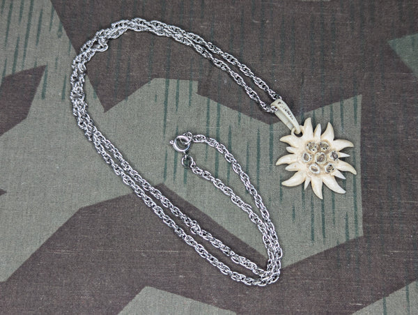 Edelweiss Flower Carved Bone Necklace